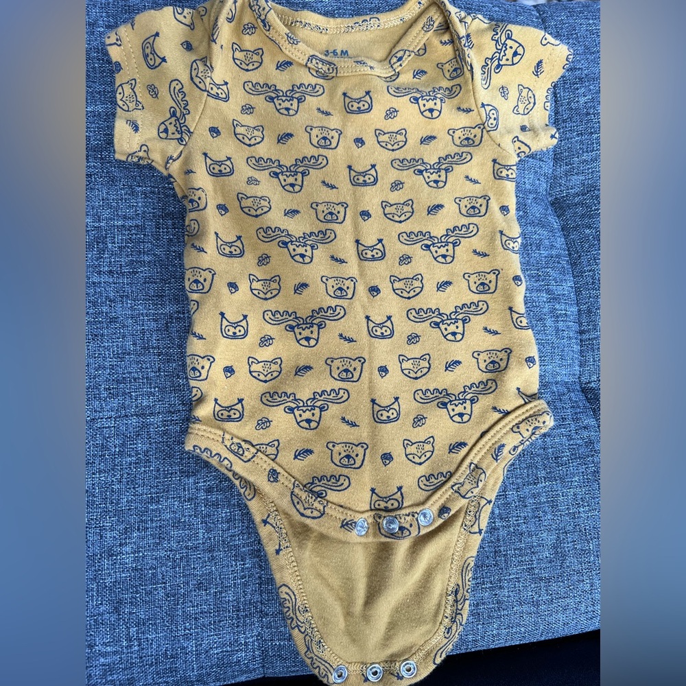 Mustard Yellow Animal Print Onesie 3-6 M
